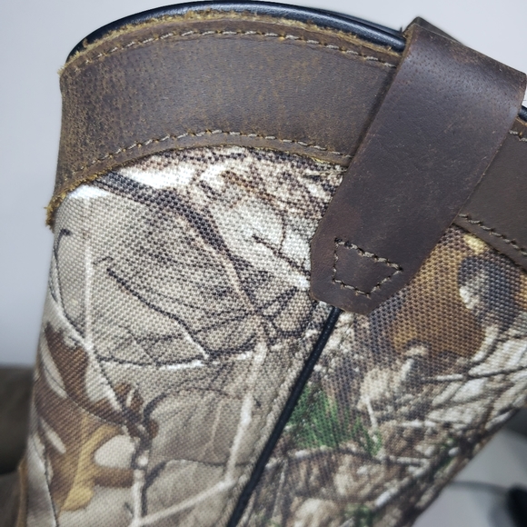 JUSTIN Leather Brown Round Toe Camouflage Boots Youth Sz 2 - Picture 5 of 8